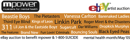 ebay auction to benefit mpower and 1-800-SUICIDE